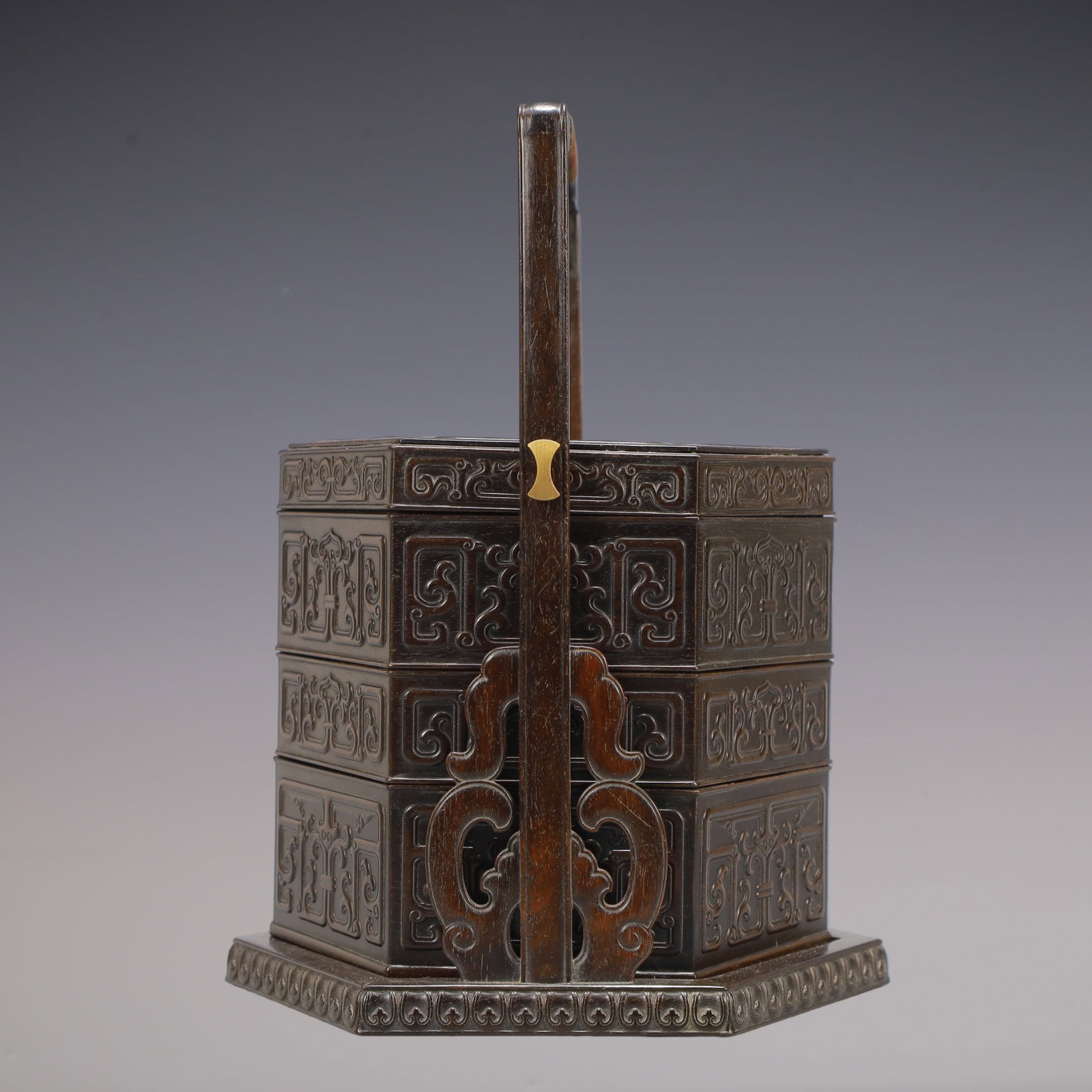 A Exquisite Zitanwood Lotus Pattern Box - 5