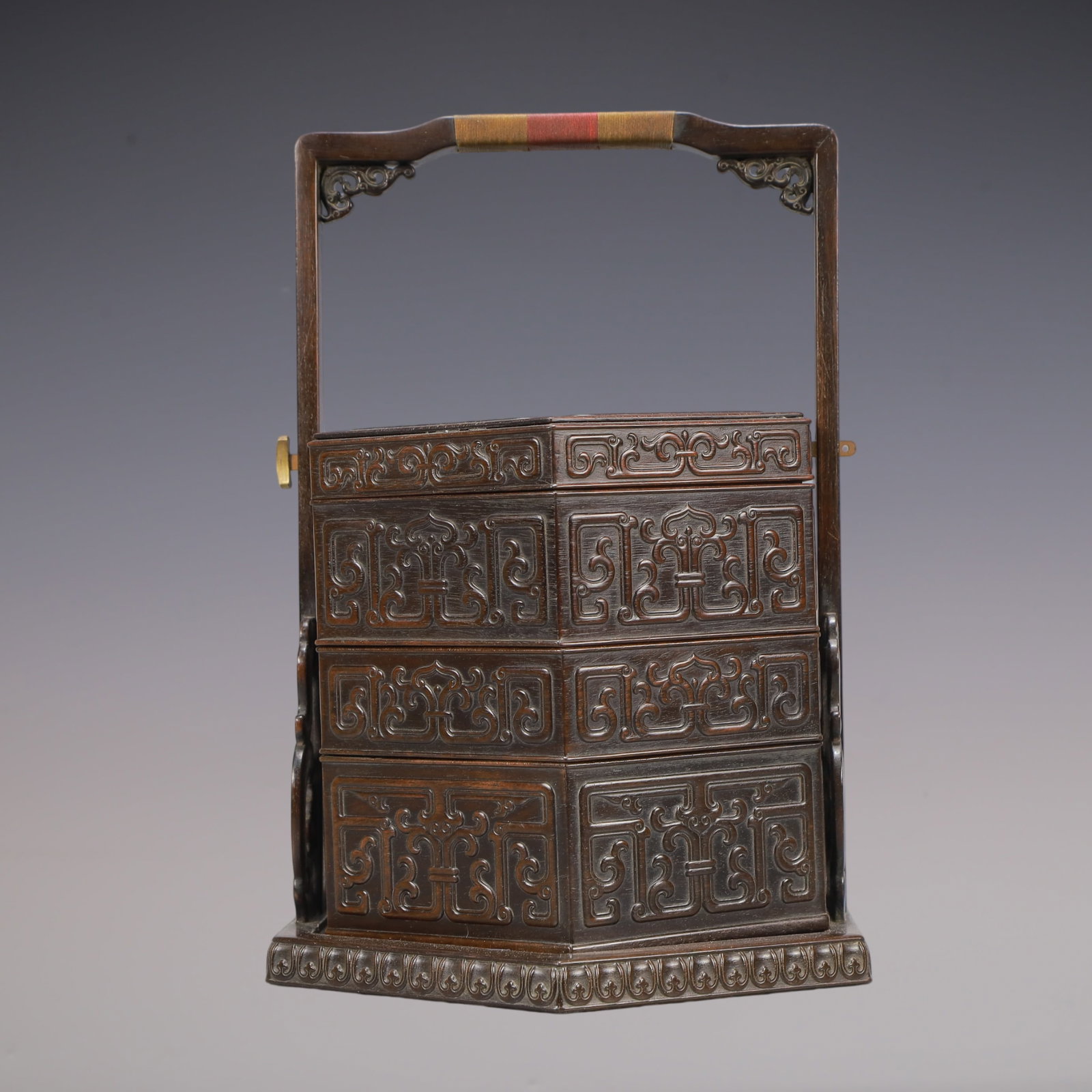 A Exquisite Zitanwood Lotus Pattern Box - 6