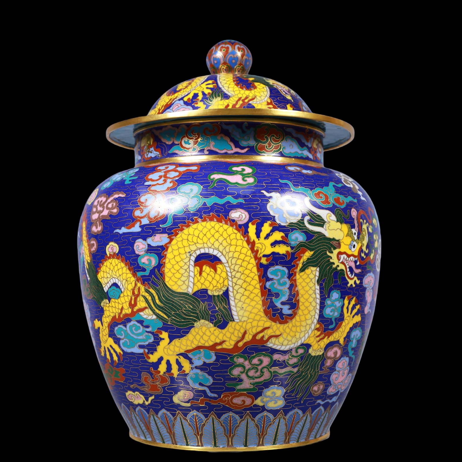 A Pair of Exquisite Cloisonne Auspicious Cloud Pattern Dragon Pattern Jar - 4