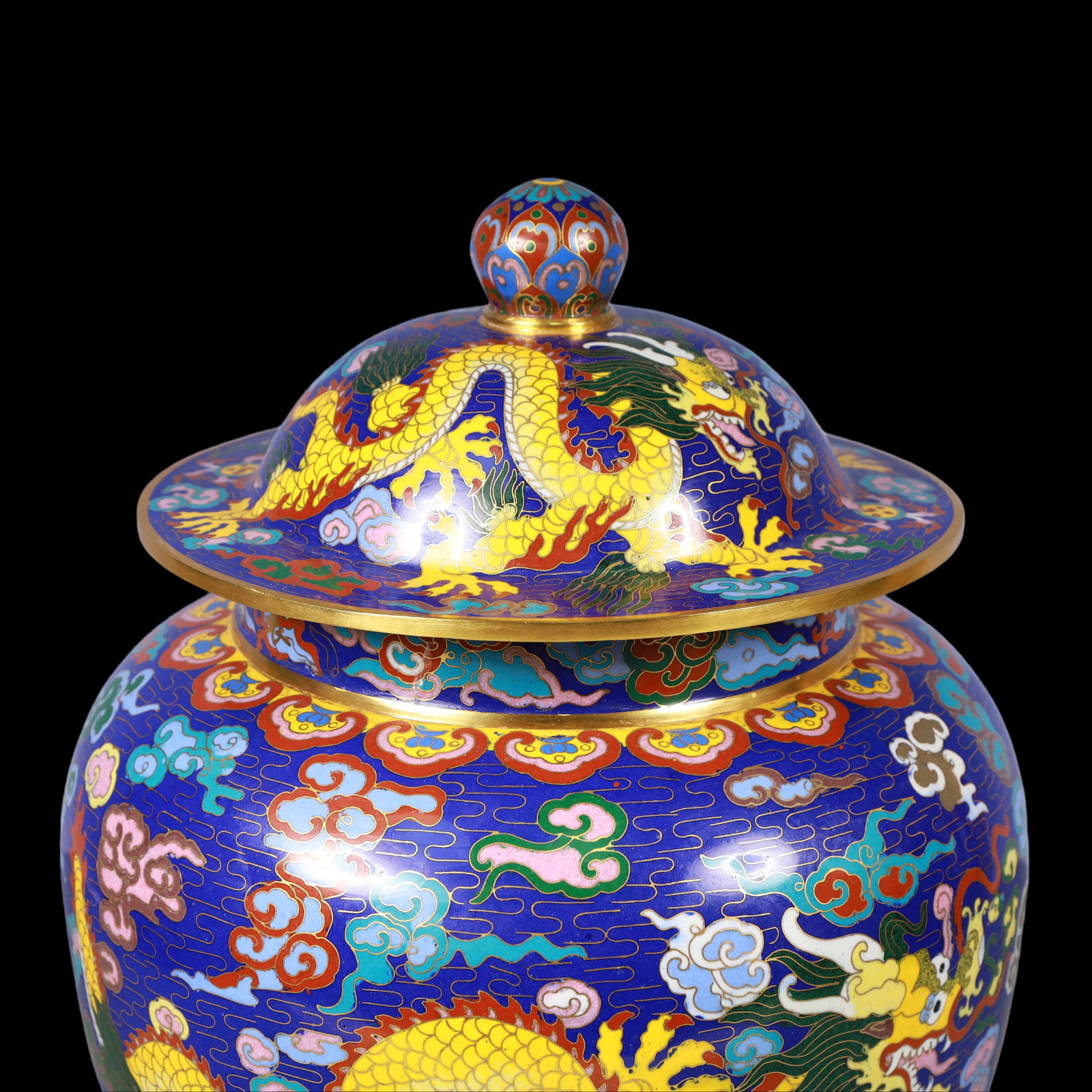A Pair of Exquisite Cloisonne Auspicious Cloud Pattern Dragon Pattern Jar - 5