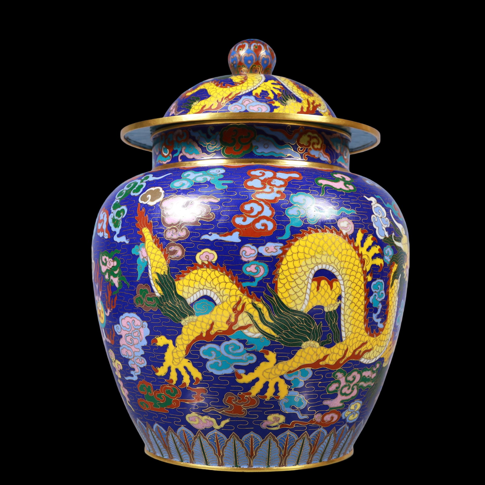 A Pair of Exquisite Cloisonne Auspicious Cloud Pattern Dragon Pattern Jar - 8