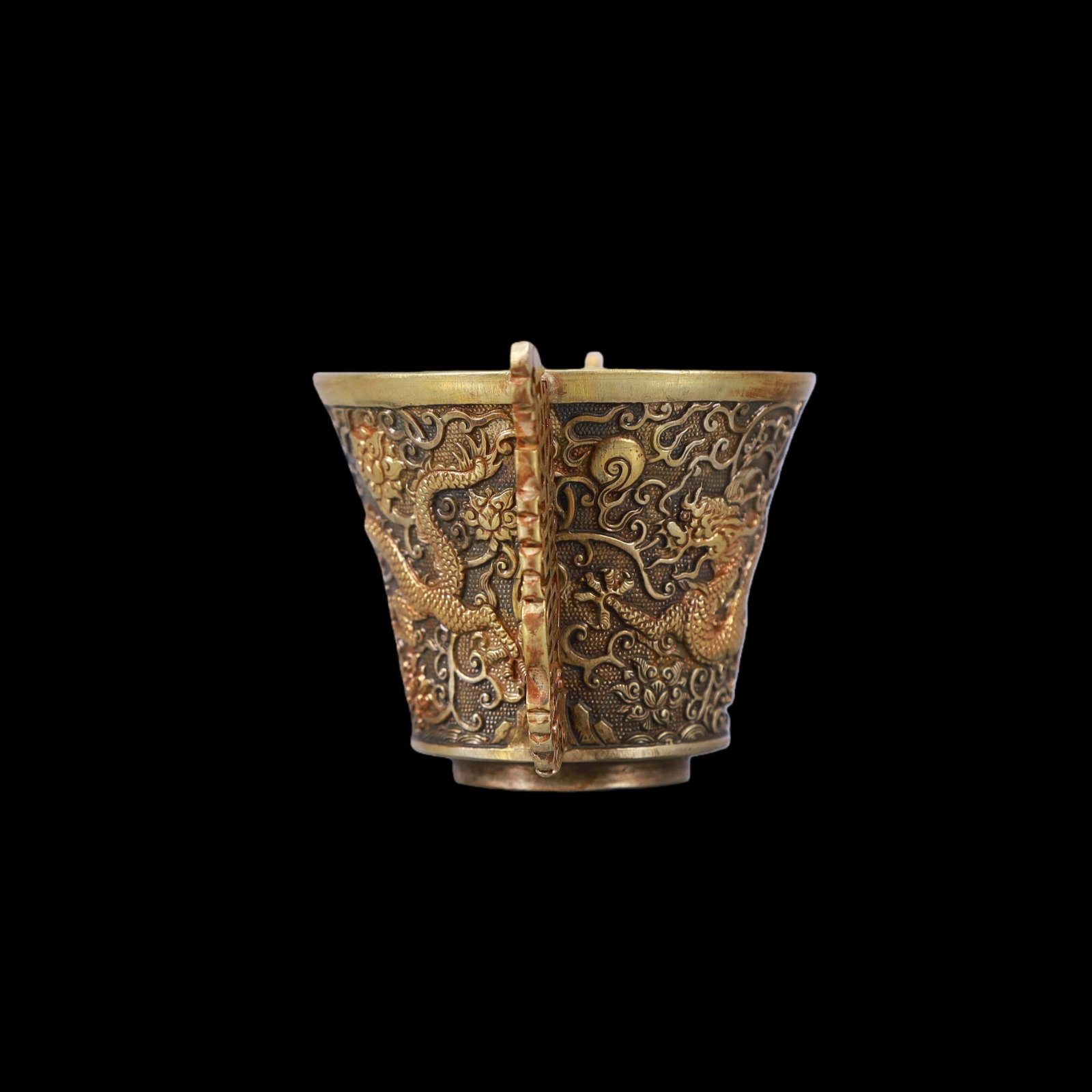 A Exquisite Gilt Silver Lotus Pattern Dragon and Phoenix Pattern Cup - 4
