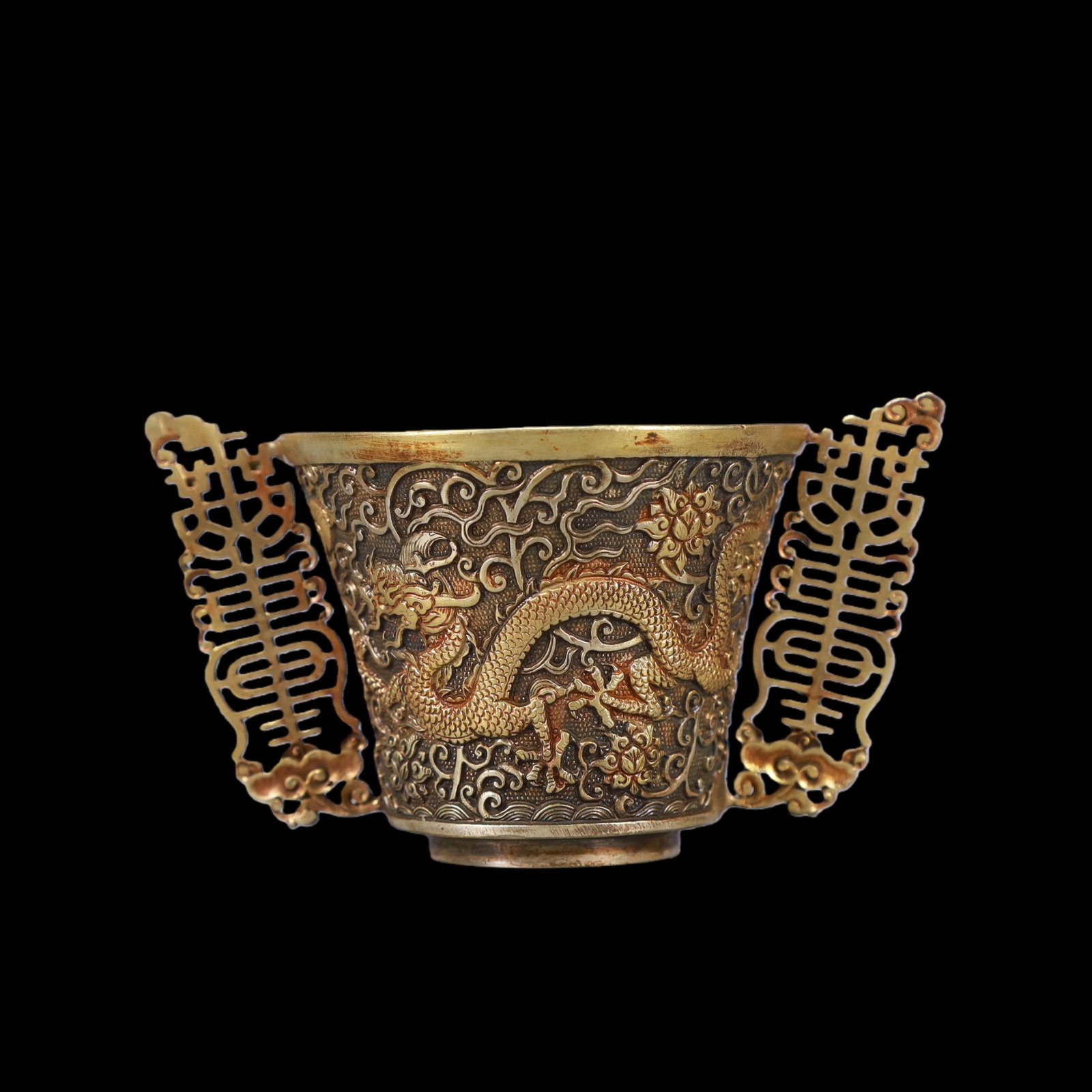 A Exquisite Gilt Silver Lotus Pattern Dragon and Phoenix Pattern Cup - 5