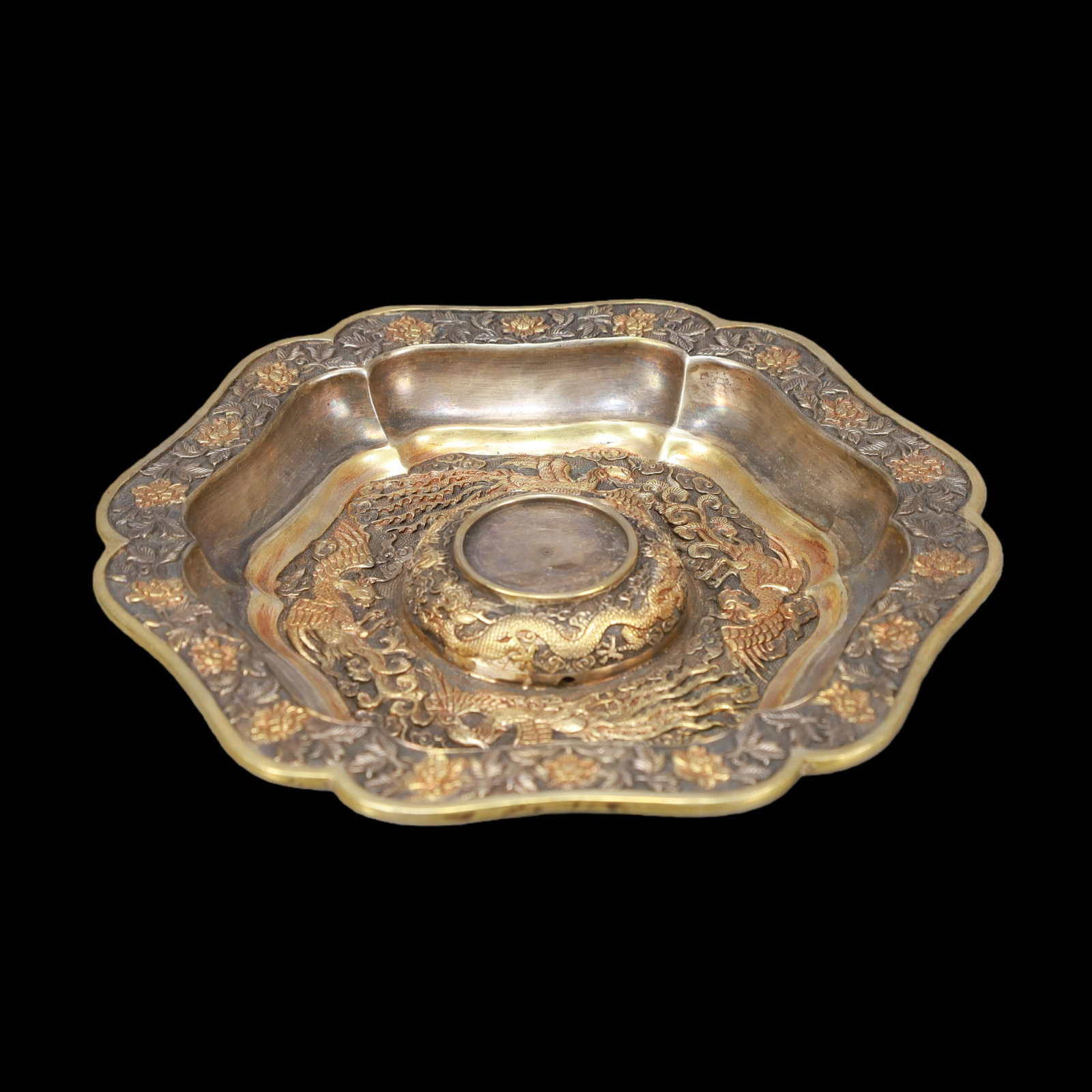 A Exquisite Gilt Silver Lotus Pattern Dragon and Phoenix Pattern Cup - 7