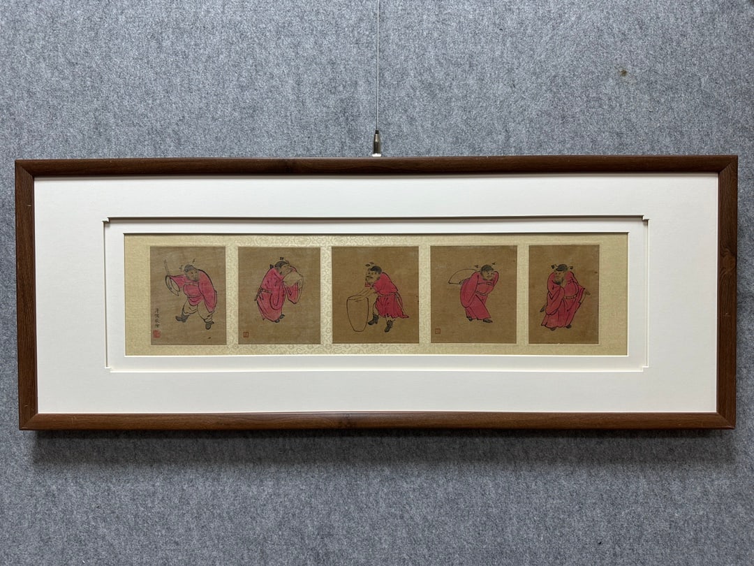 A Chinese Ink Painting of Figure on Paper With Frame: A Chinese Ink Painting of Figure on Paper With Frame Pu ru Without frame Size:13cmx60cm (The Dimensions Of All Batches Are Manually Measured.If You Need More Detailed Information, Please Contact Our