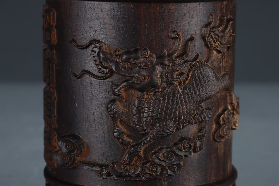 An Exquisite Eaglewood Auspicious Beast Pattern Brush Pot - 6