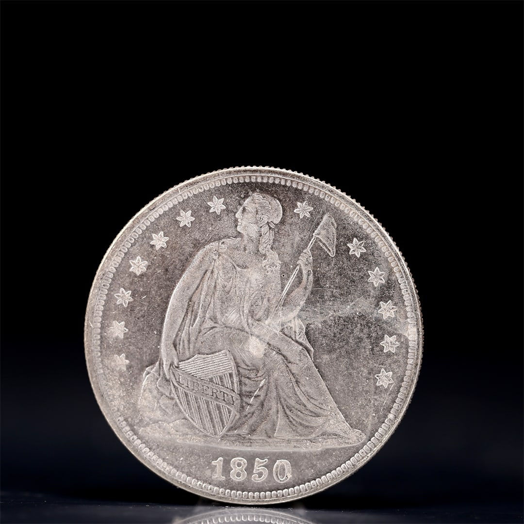 USA One Dollar 1850 Coin: American coin. IN GOD WE TRUST / LIBERTY / 1850 / UNITED STATES OF AMERICA / ONE DOL. Mint mark: O. Weight:26.9g. (The Dimensions Of All Batches Are Manually Measured.If You Need More Detailed
