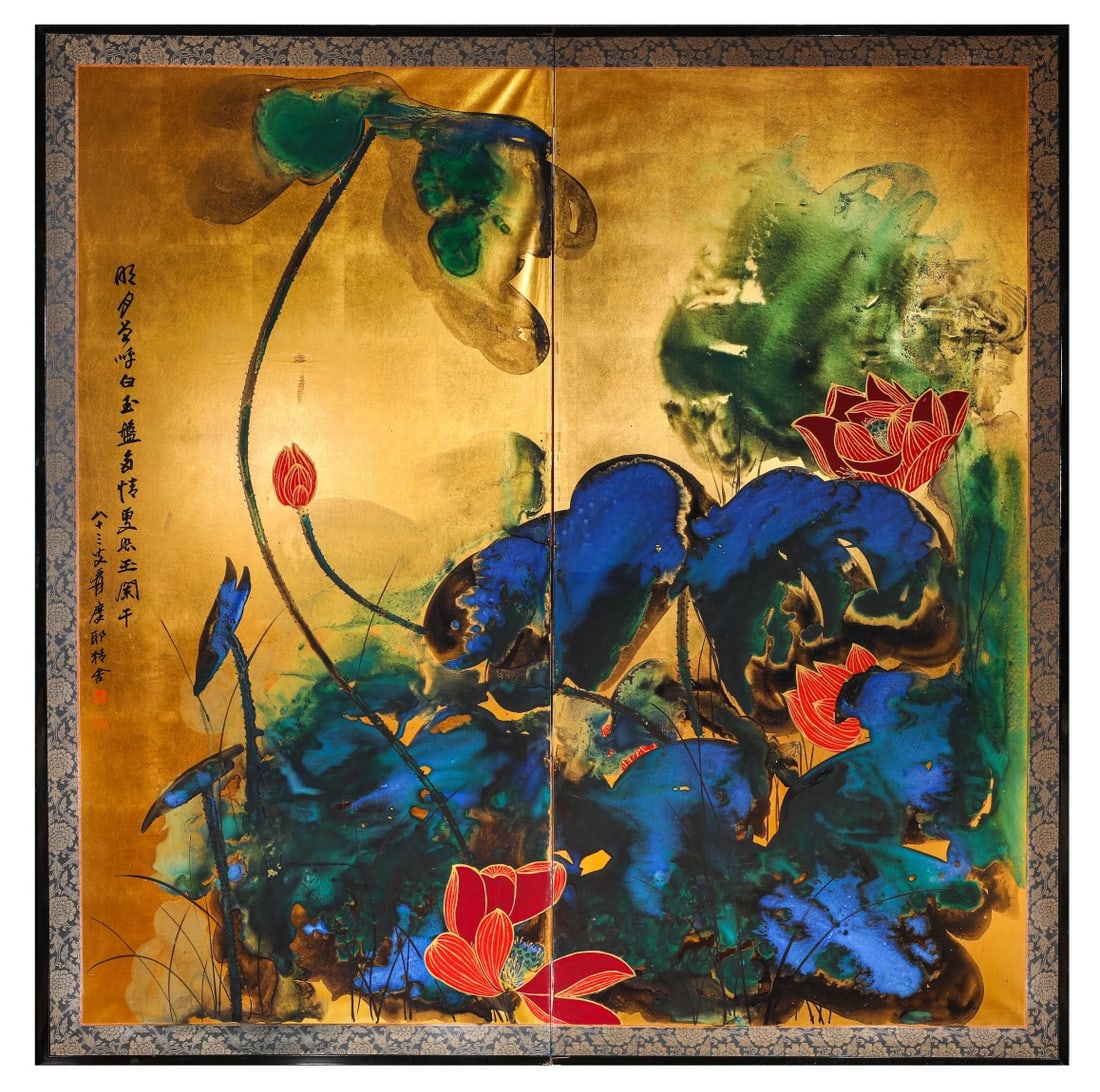 A Chinese Album Ink Painting of Flower on Paper: A Chinese Album Ink Painting of Flower on Paper Zhang daqian Without frame Size:176cmx176cm (The Dimensions Of All Batches Are Manually Measured.If You Need More Detailed Information, Please Contact