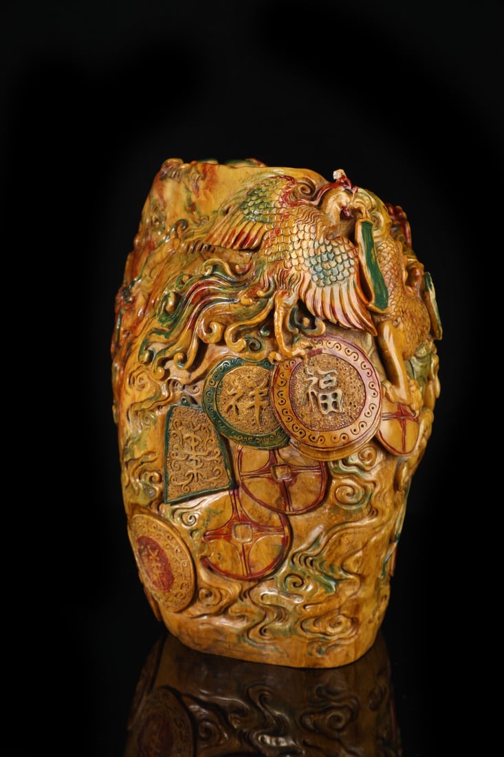 An Exquisite Shoushan Stone Dragon Pattern Seal Ornament - 11