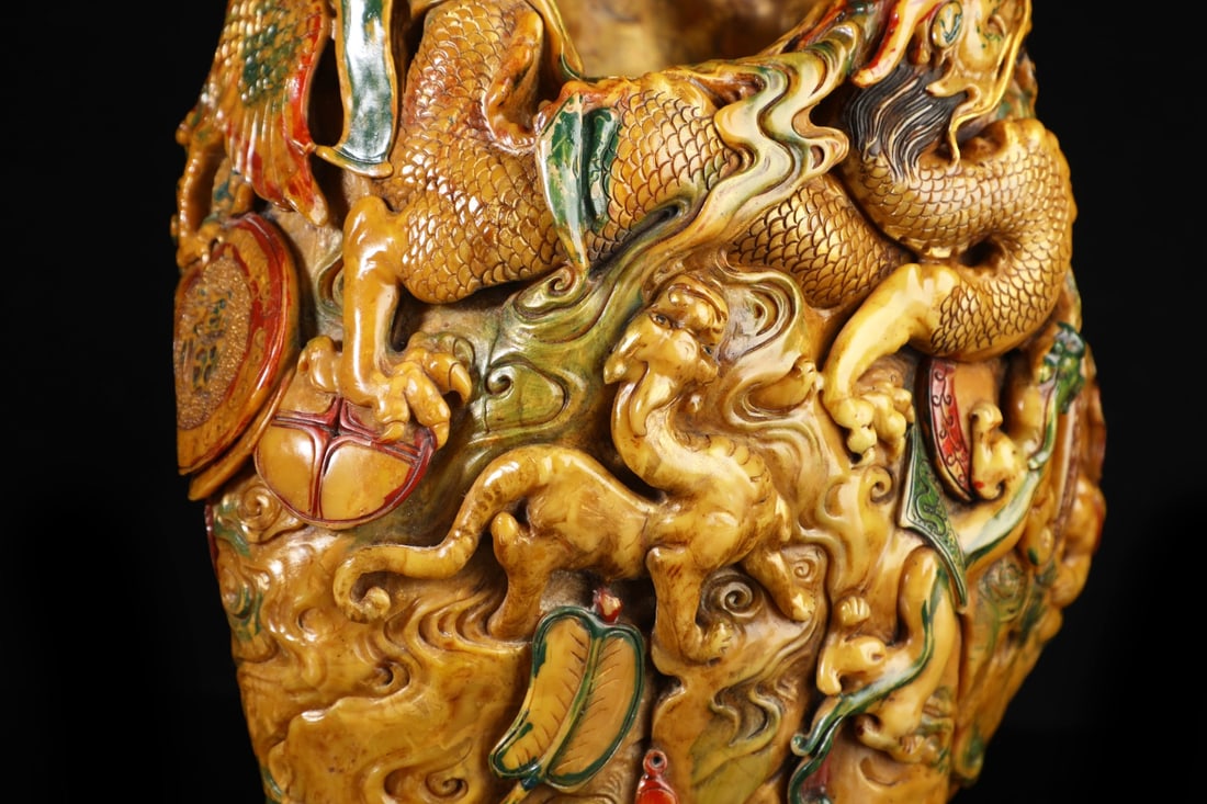 An Exquisite Shoushan Stone Dragon Pattern Seal Ornament - 12