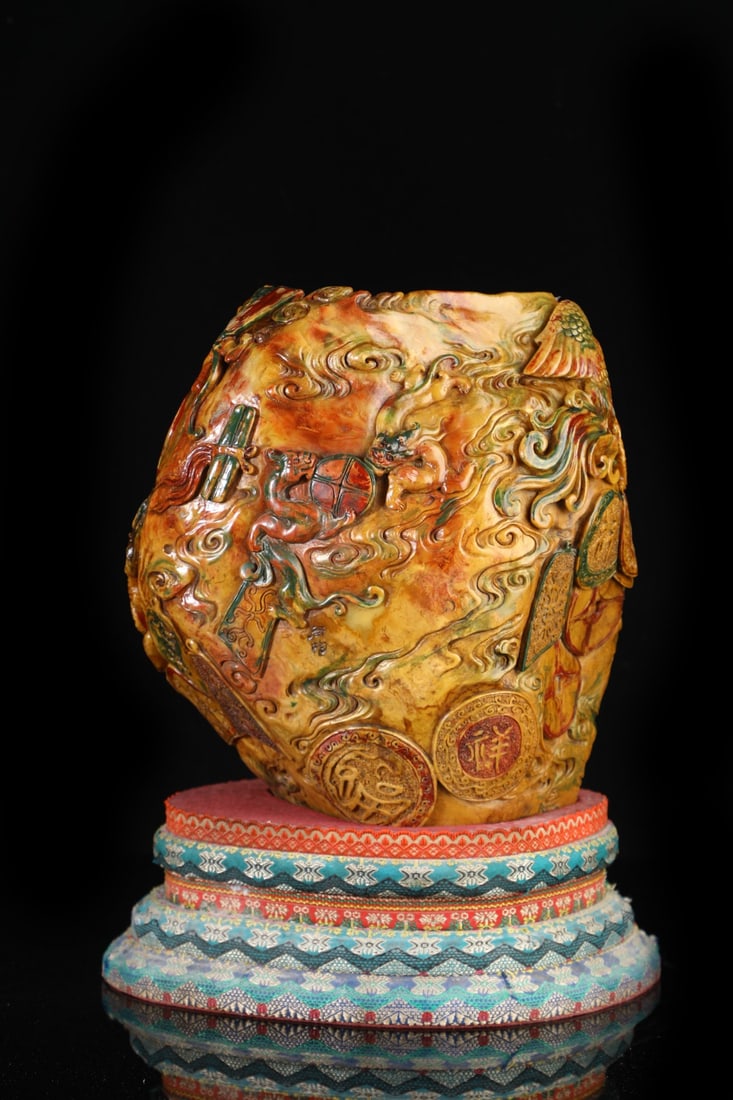 An Exquisite Shoushan Stone Dragon Pattern Seal Ornament - 2