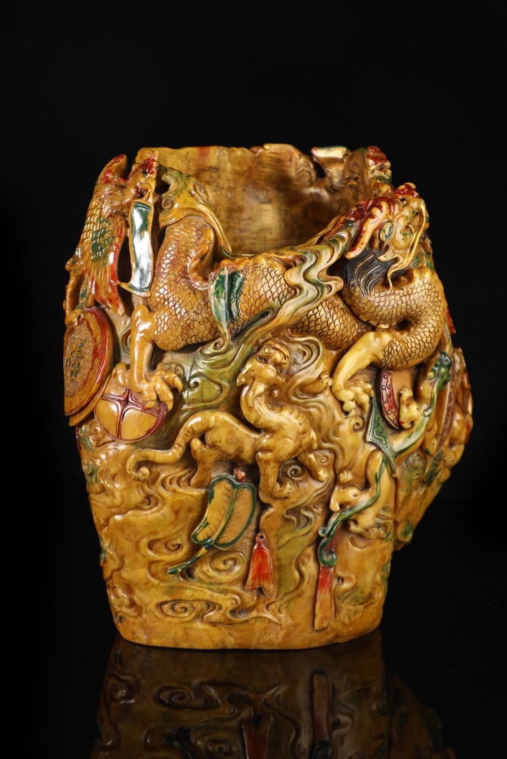 An Exquisite Shoushan Stone Dragon Pattern Seal Ornament - 4