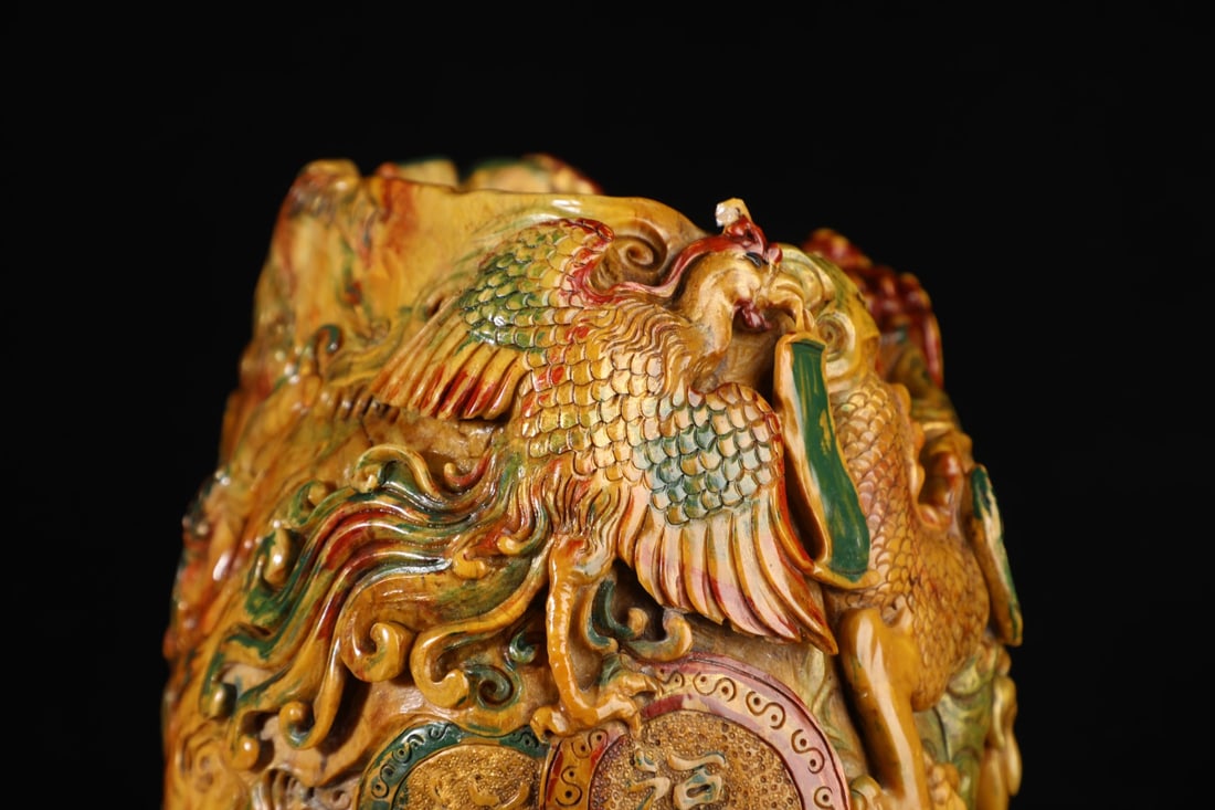 An Exquisite Shoushan Stone Dragon Pattern Seal Ornament - 9