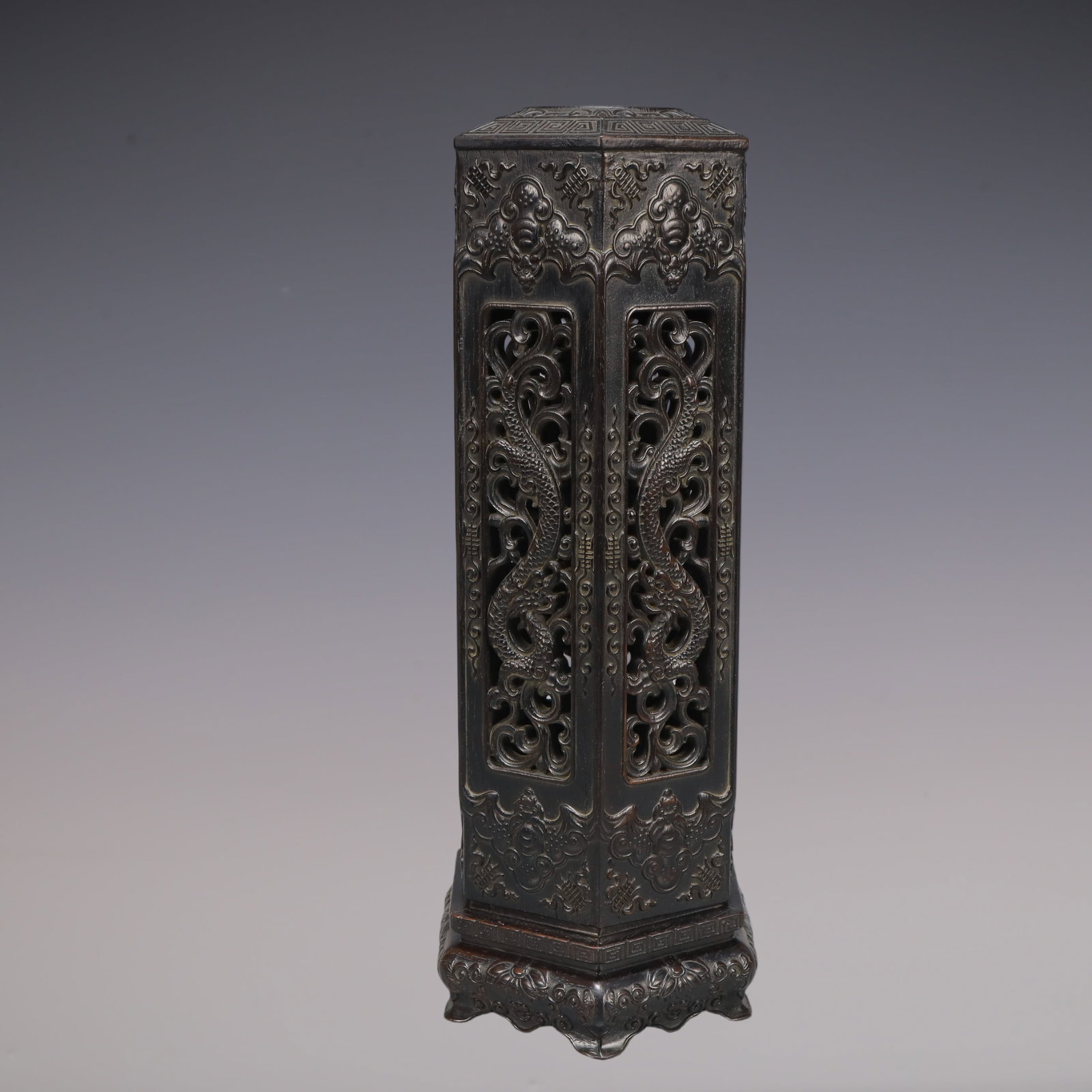 A Exquisite Zitanwood Bats and Peach Pattern Dragon Pattern Incense Tube (1 of 9)