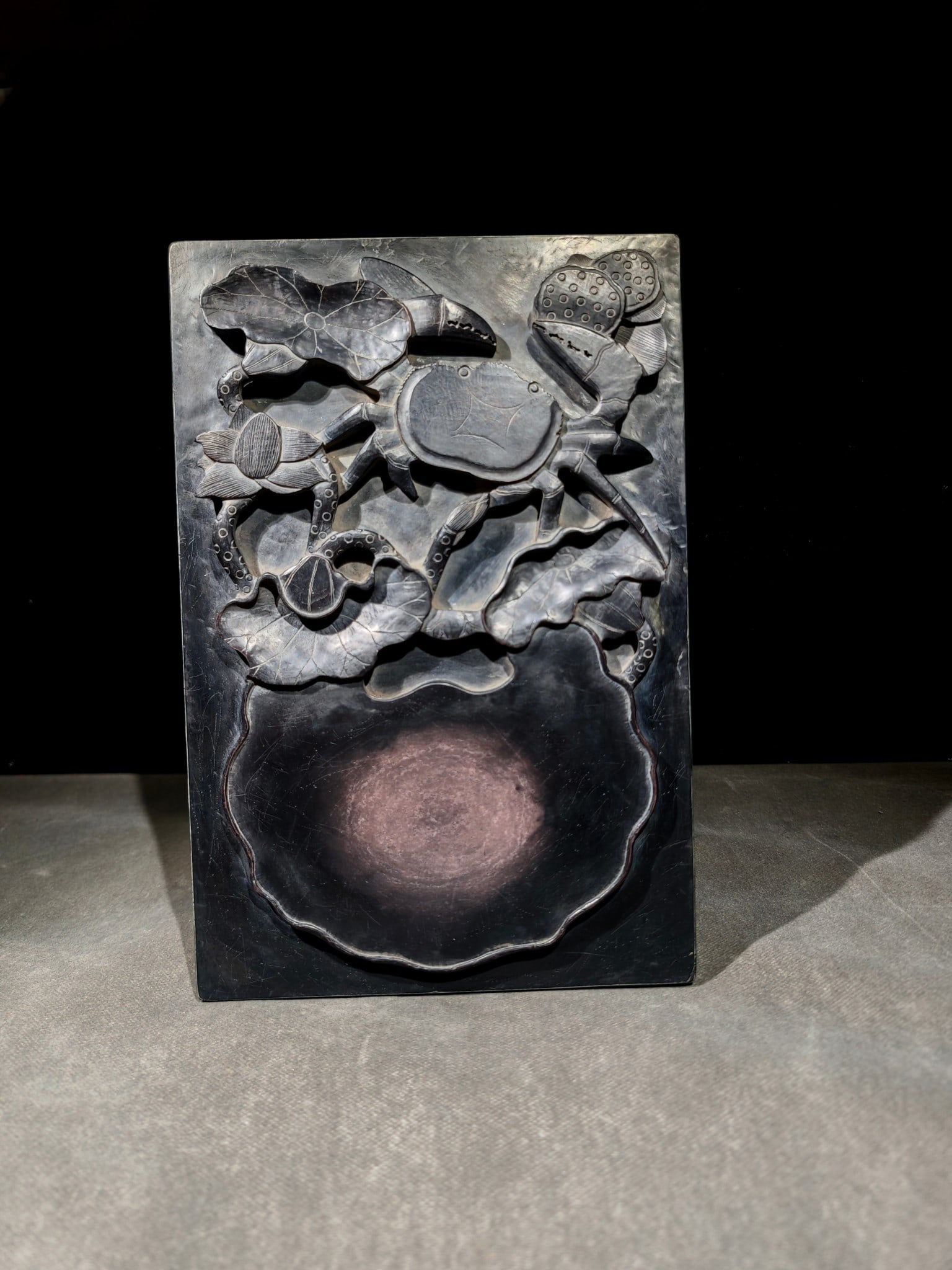 An Exquisite Crab Pattern with poem Inkstone - 2