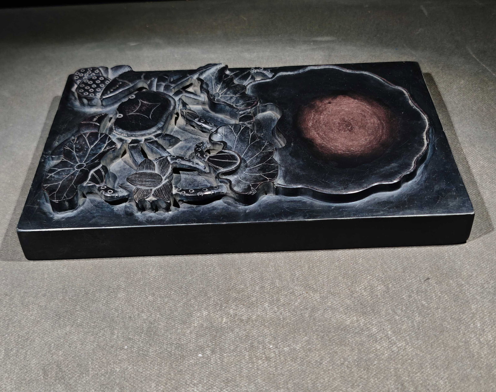An Exquisite Crab Pattern with poem Inkstone - 6