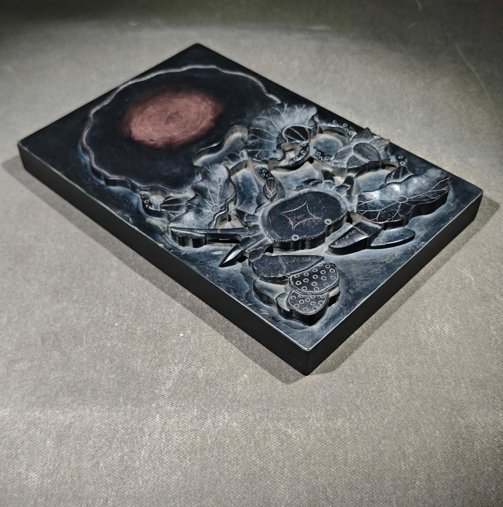 An Exquisite Crab Pattern with poem Inkstone - 7