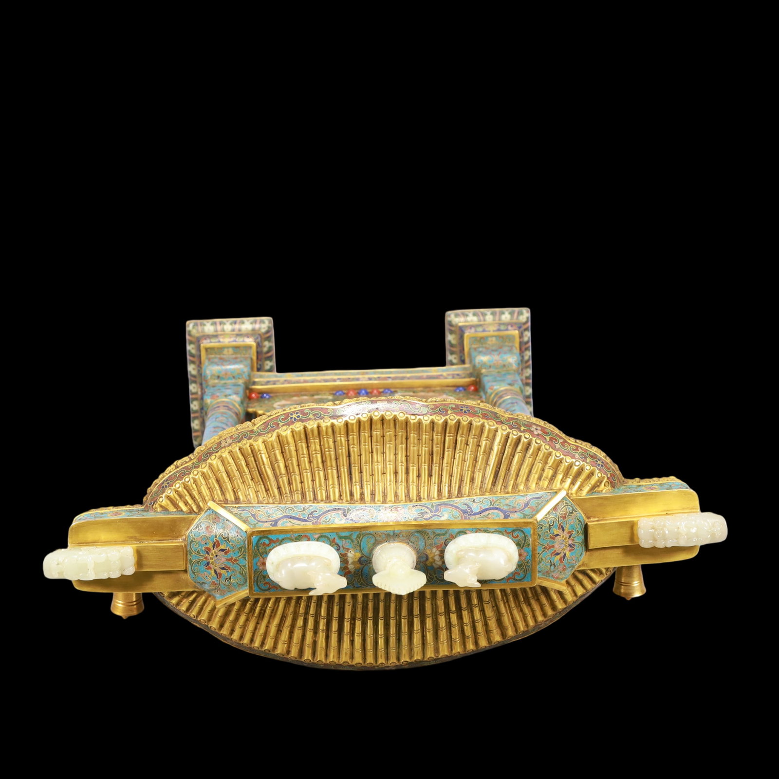 A Exquisite Cloisonne Inlaid White Jade Lotus Pattern Bats and Peach Pattern Ornament - 7