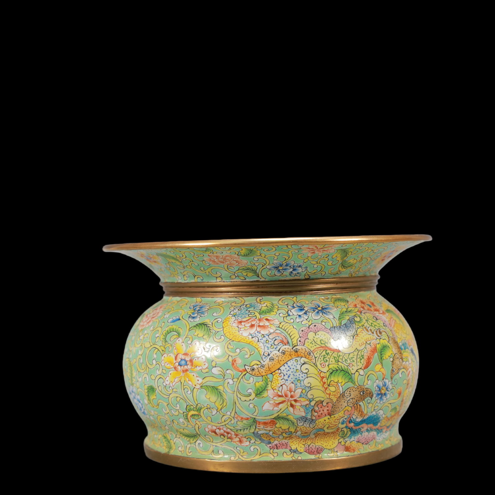 A Exquisite Coppery Enamel Lotus Pattern Flower Pattern Jar - 3