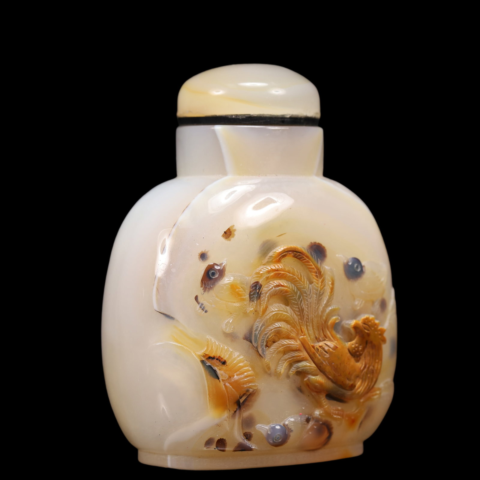 An Exquisite Agate Fowl Pattern Snuff Bottle - 3