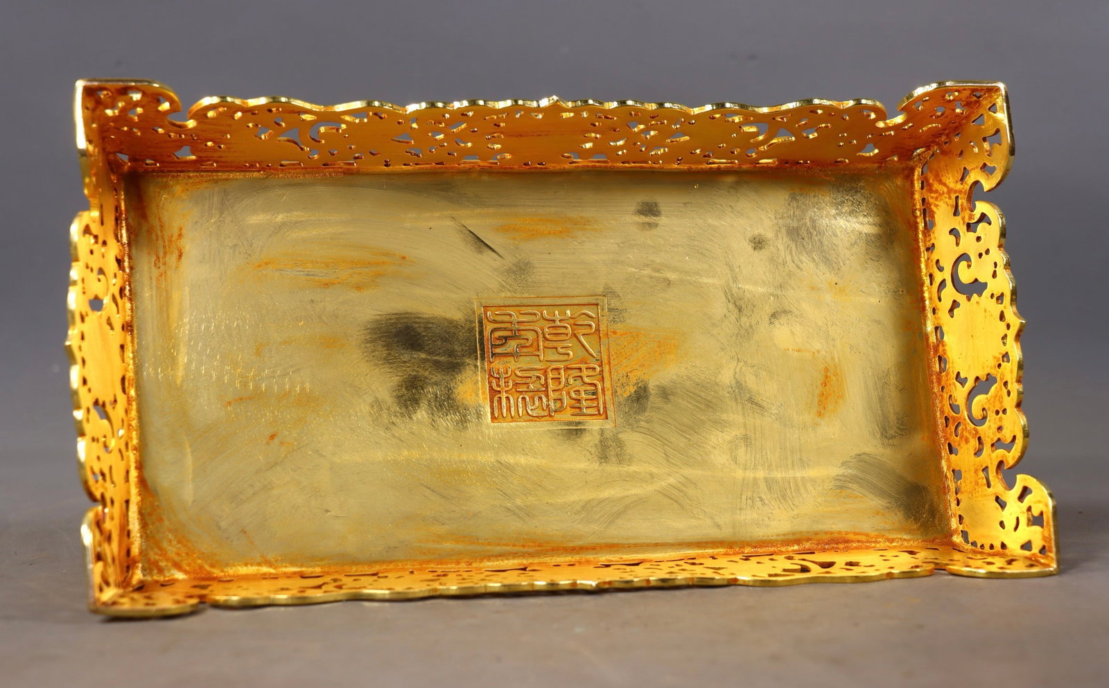 An Exquisite Gilt Bronze Inlaid Jasper Buddha Statue Pattern Dragon Pattern Screen - 9