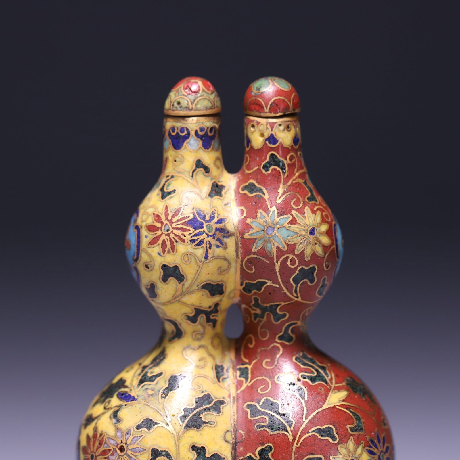 An Exquisite Cloisonne Lotus Pattern Gourd-Shaped Snuff Bottle - 7
