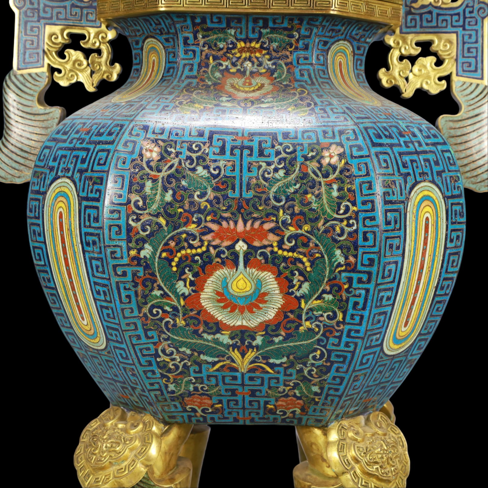 A Exquisite Cloisonne Flower Pattern Double-Ears Censer - 3