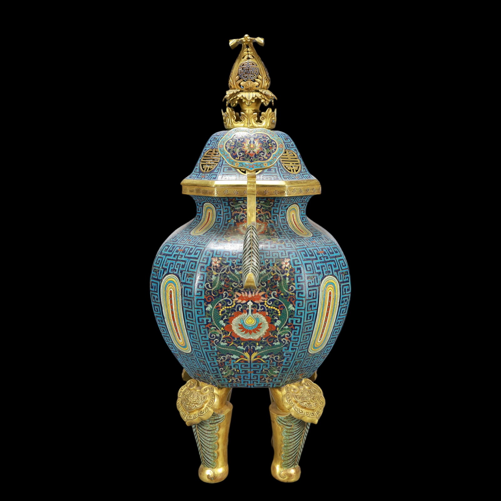 A Exquisite Cloisonne Flower Pattern Double-Ears Censer - 7