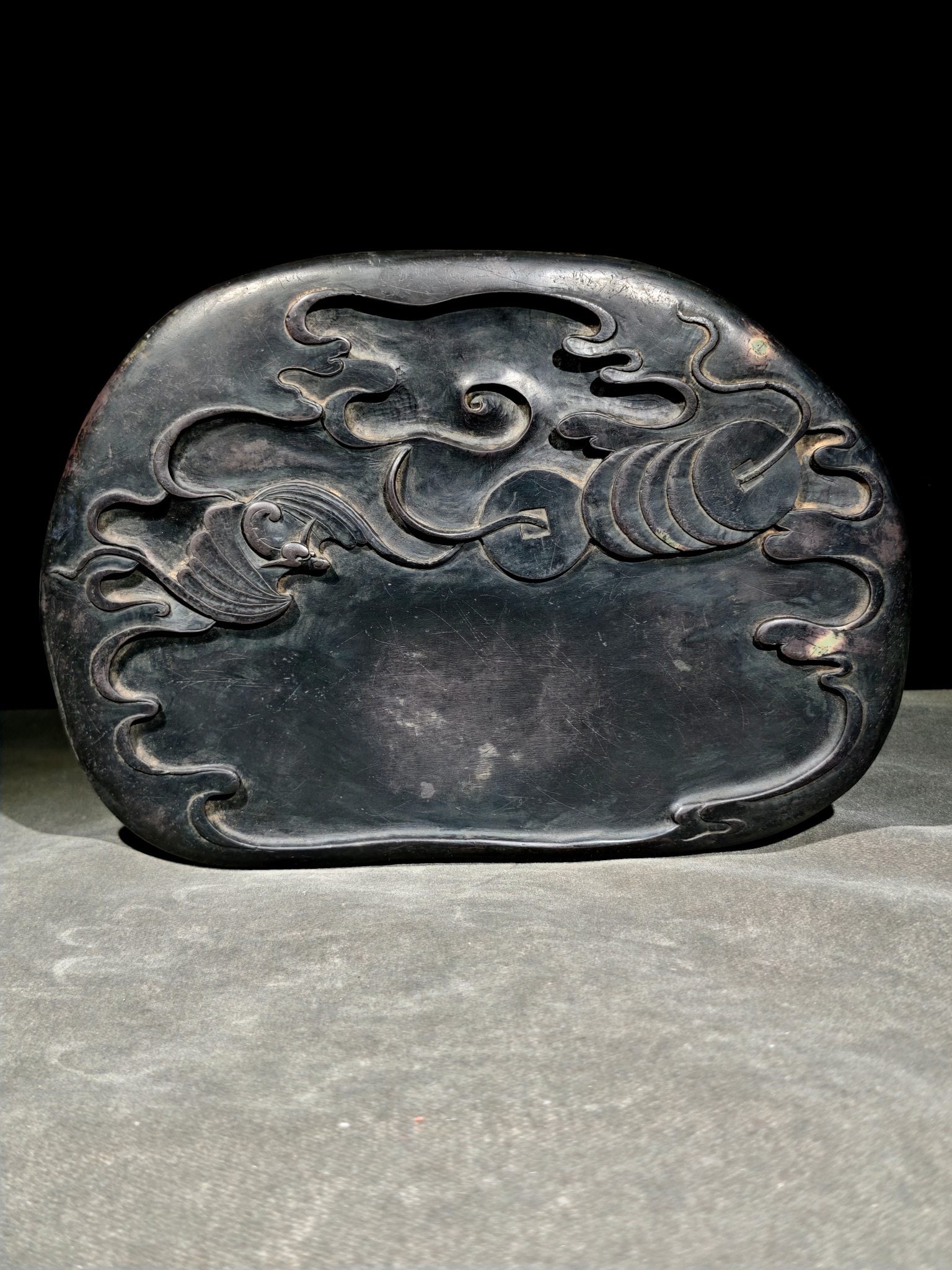 An Exquisite Auspicious Cloud Pattern with poem Inkstone - 3