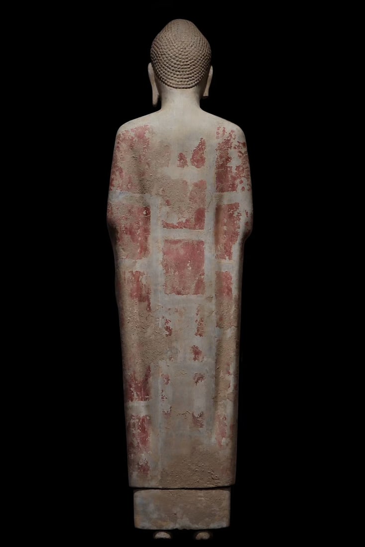 An Exquisite Limestone Painted Color Buddha Statue - 7