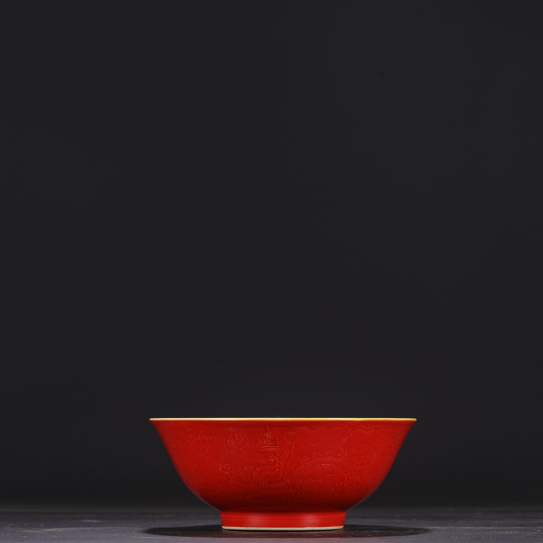 An Exquisite Red Glazed Seawater Pattern Dragon Pattern Bowl - 2