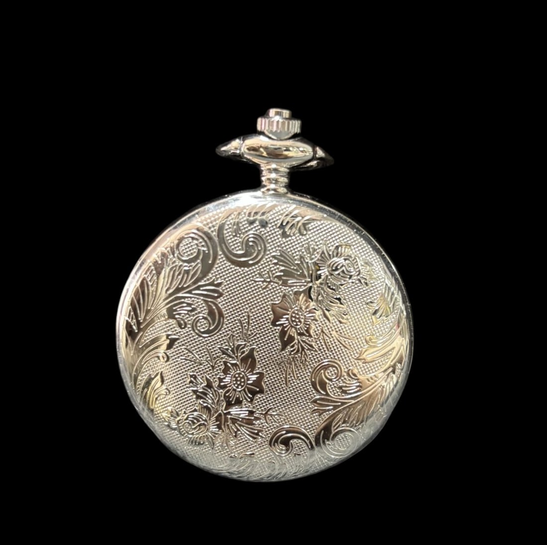An Exquisite Silver Flower Pattern Pocket watch - 2