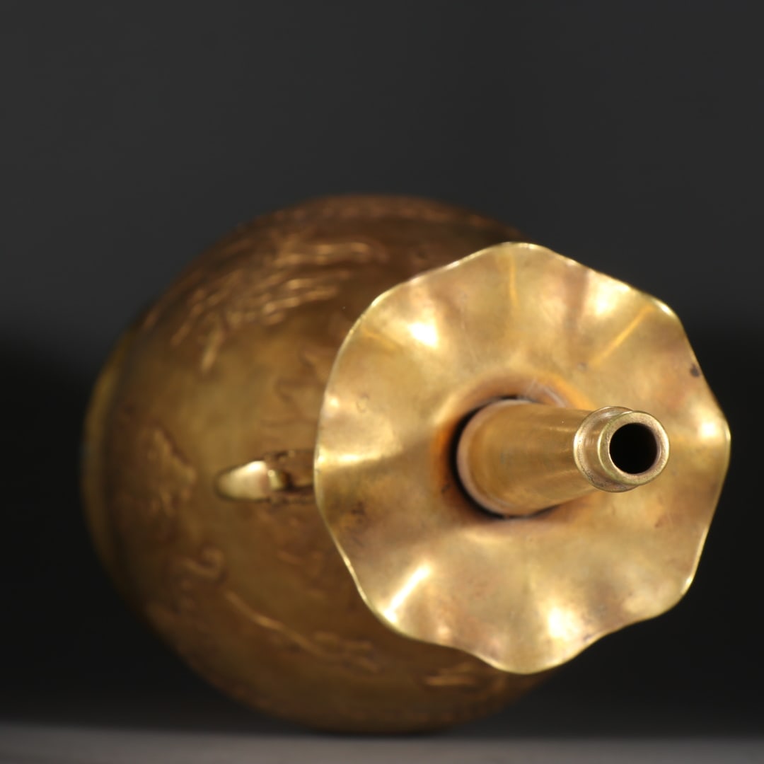 An Exquisite Gilt Bronze Dragon Pattern Double-Ears Vase - 8