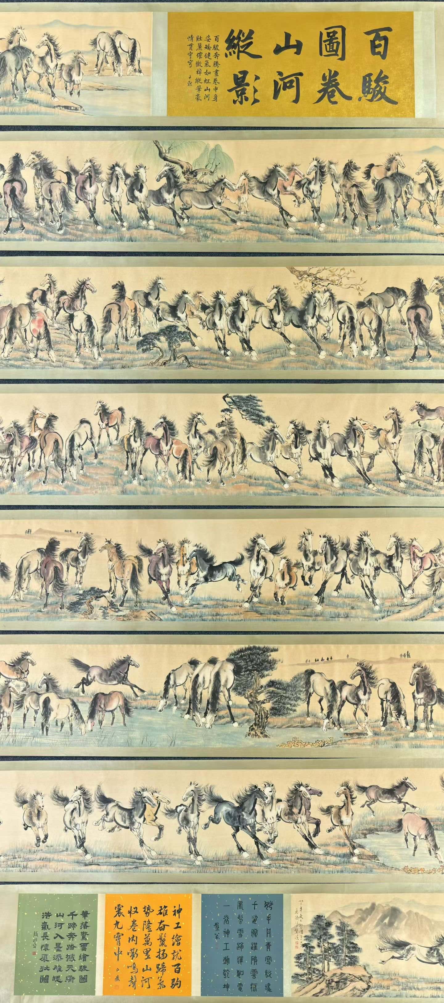 A Chinese Hand Scroll Ink Painting of Horse on Paper: A Chinese Hand Scroll Ink Painting of Horse on Paper Xu beihong Without frame Size:1545cmx55cm entirety Size:1918cmx66cm (The Dimensions Of All Batches Are Manually Measured.If You Need More Detailed