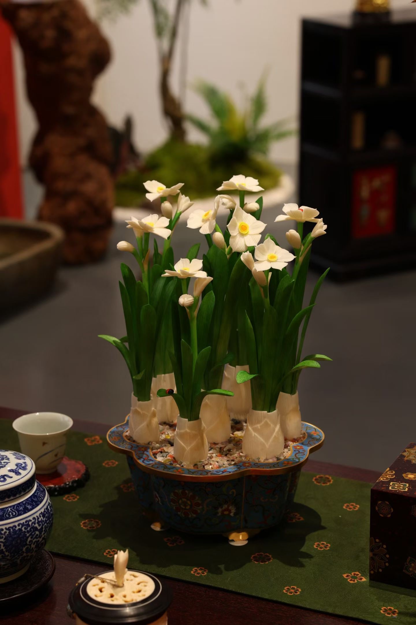 An Exquisite Cloisonne Flower Pattern Bonsai - 2