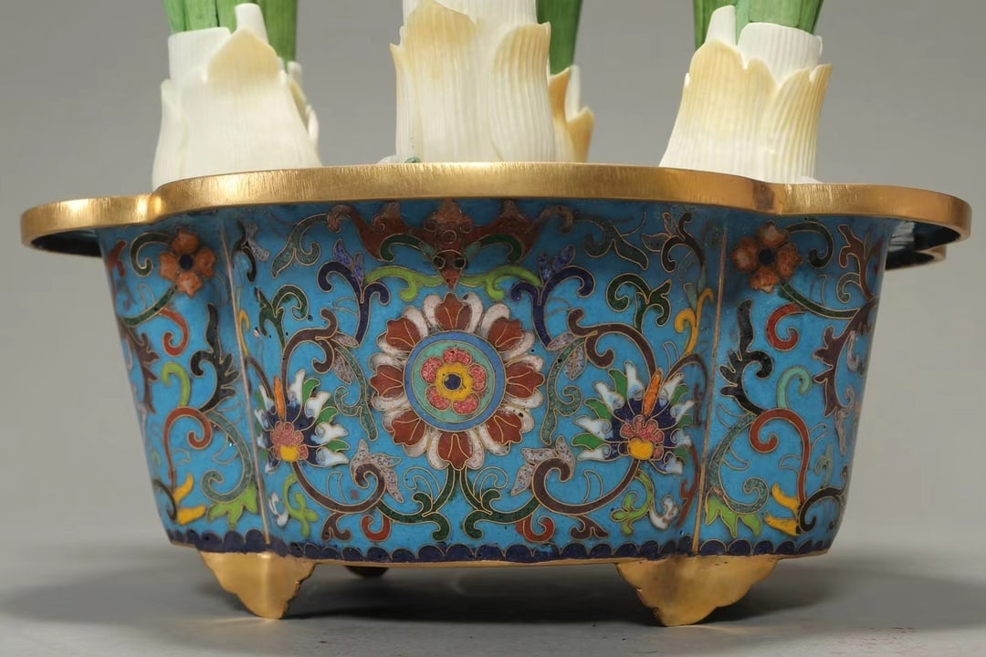 An Exquisite Cloisonne Flower Pattern Bonsai - 7
