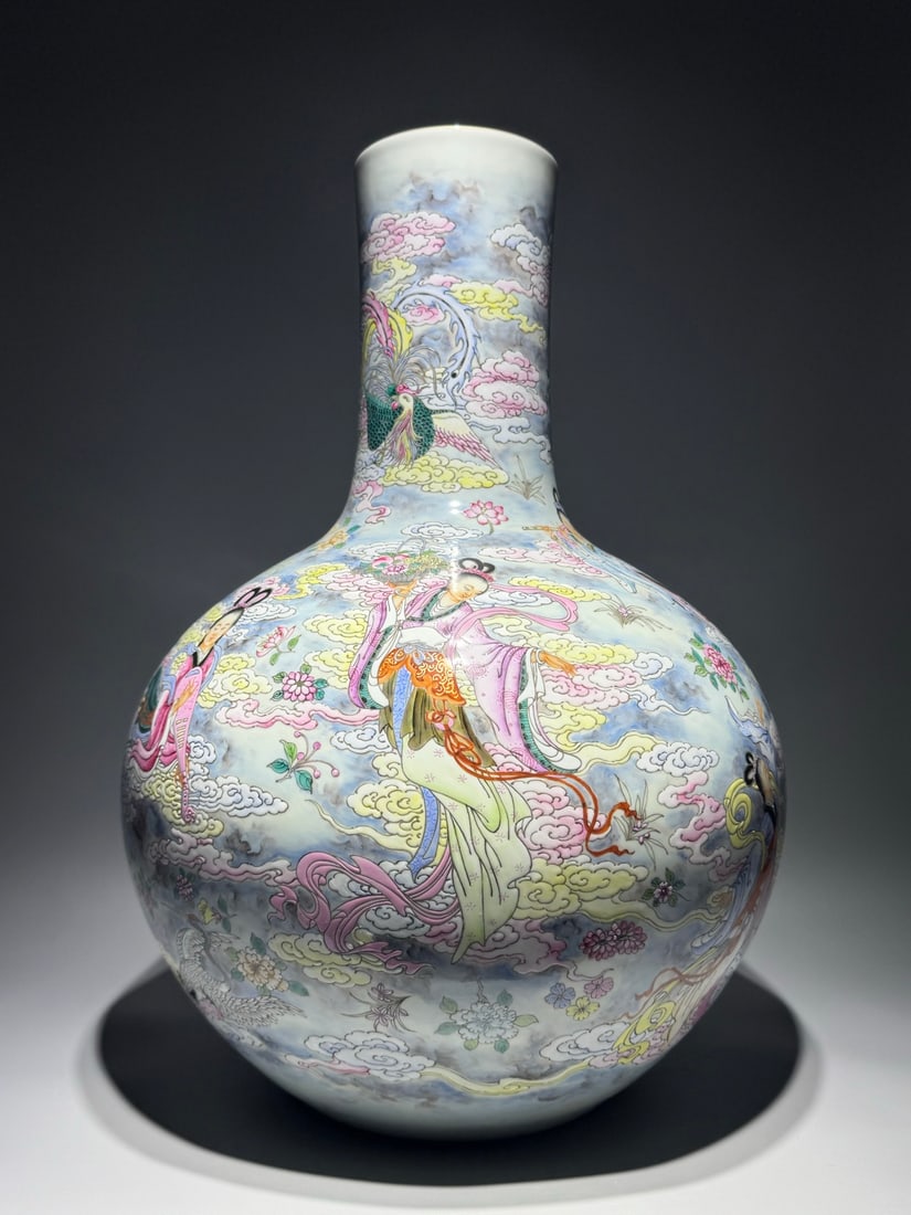 An Exquisite Famille-Rose Character and Story Pattern Vase: An Exquisite Famille-Rose Character and Story Pattern Vase Qing Dynasty, China Qianlong Six-character Mark Size:55cmx40cm (The Dimensions Of All Batches Are Manually Measured.If You Need More