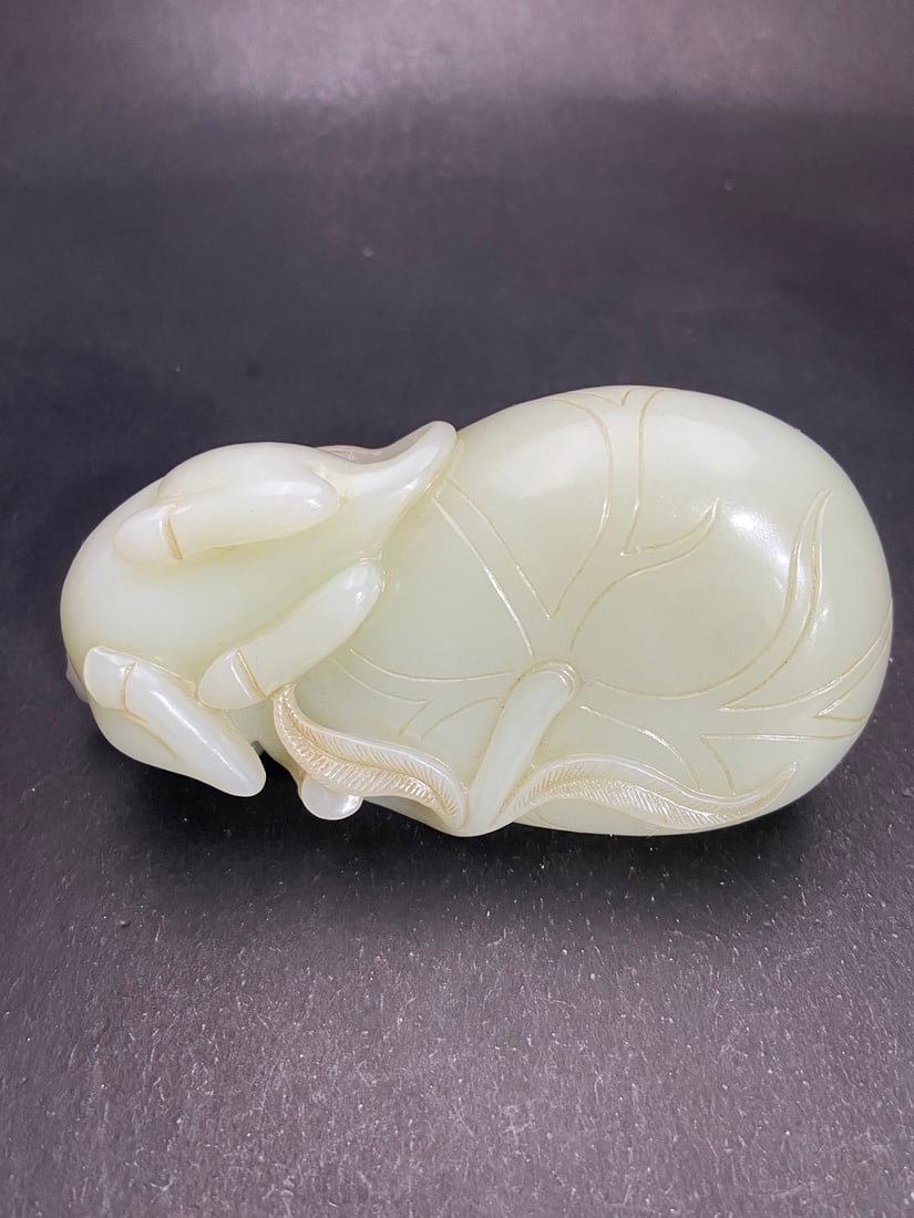An Exquisite White Jade Buffalo Pattern Brush Washer - 5