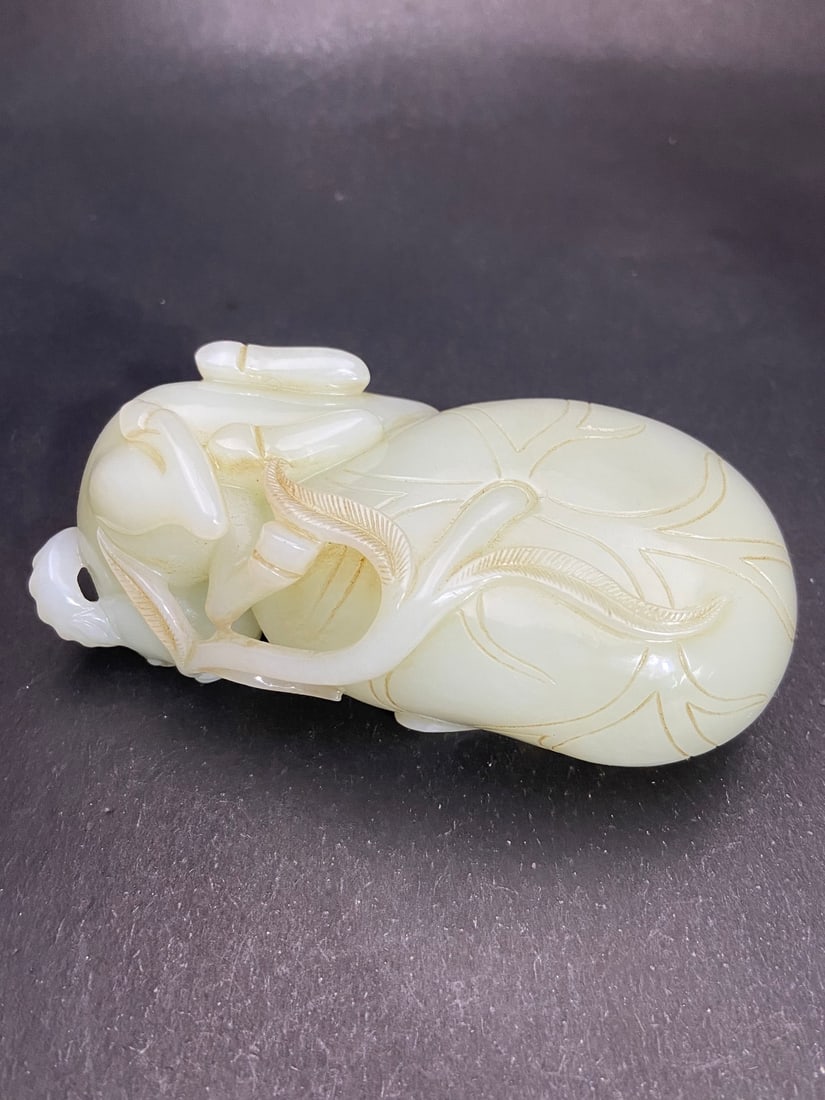 An Exquisite White Jade Buffalo Pattern Brush Washer - 6