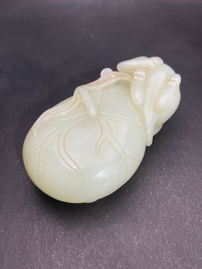 An Exquisite White Jade Buffalo Pattern Brush Washer - 8