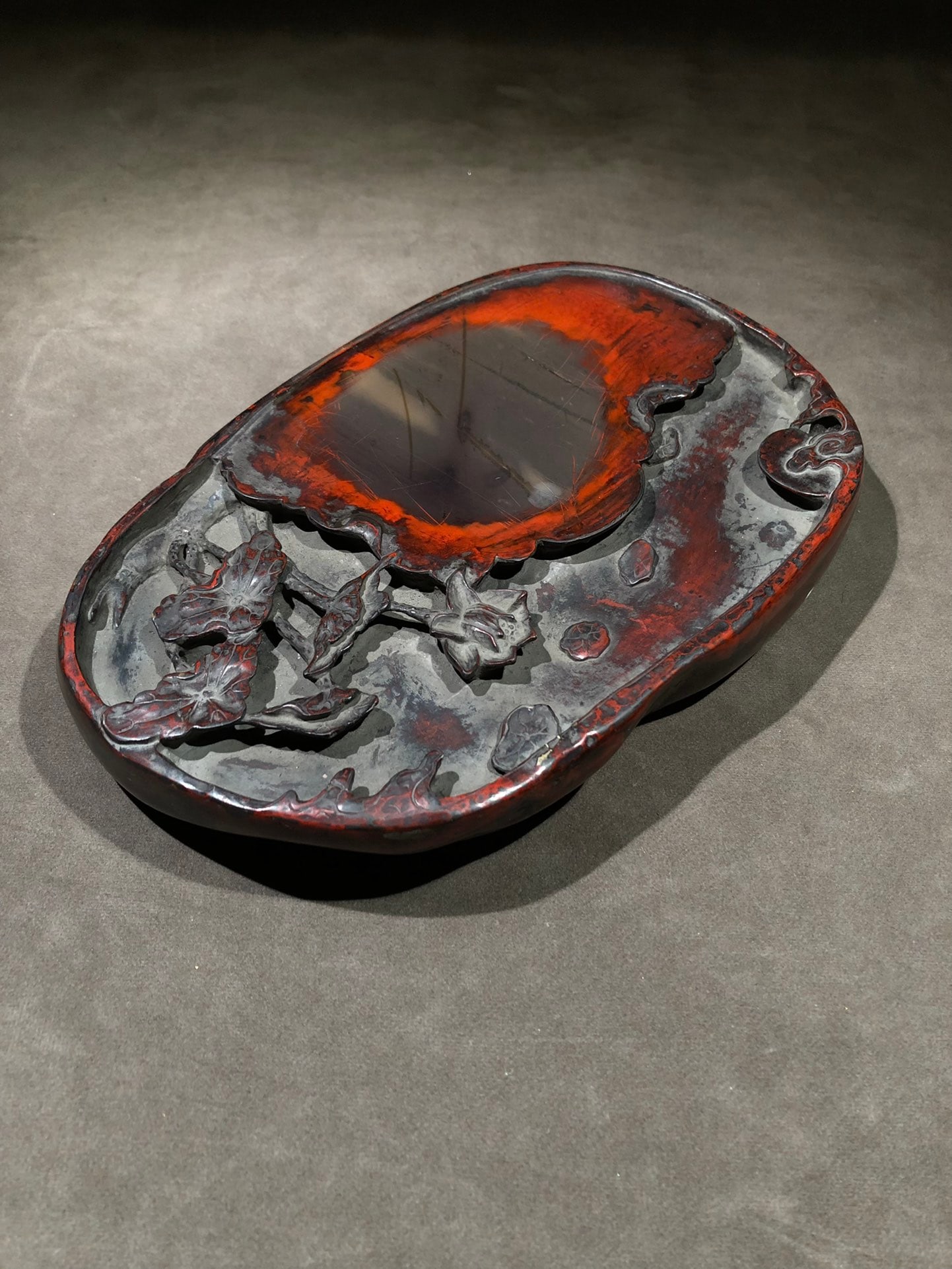 An Exquisite Flower Pattern with poem Inkstone - 3