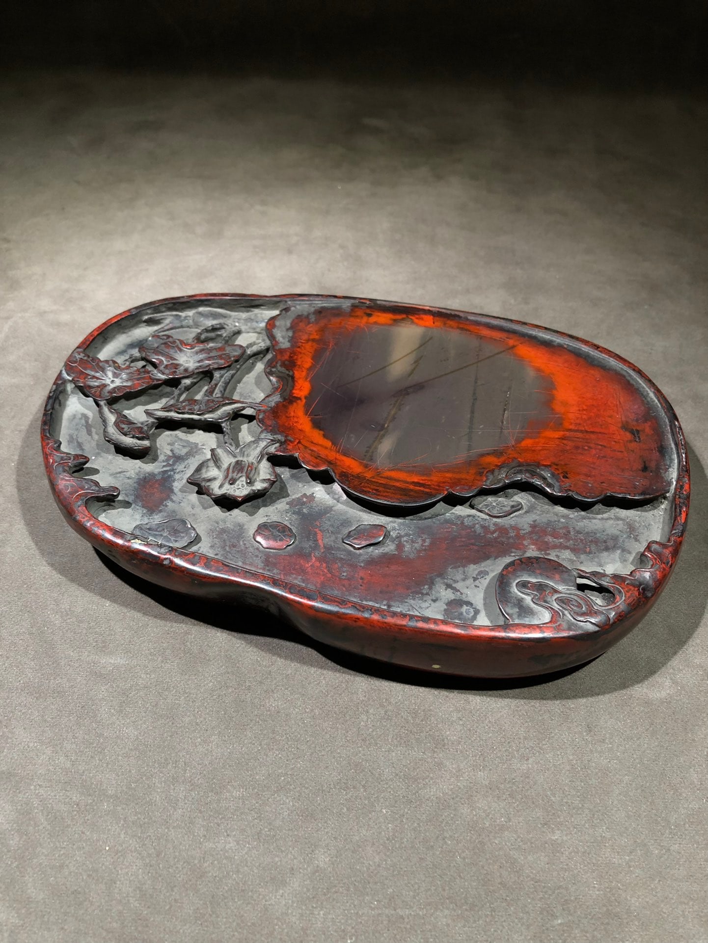 An Exquisite Flower Pattern with poem Inkstone - 4