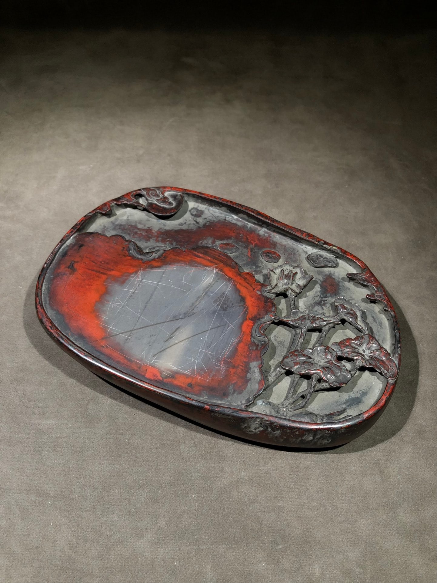An Exquisite Flower Pattern with poem Inkstone - 9