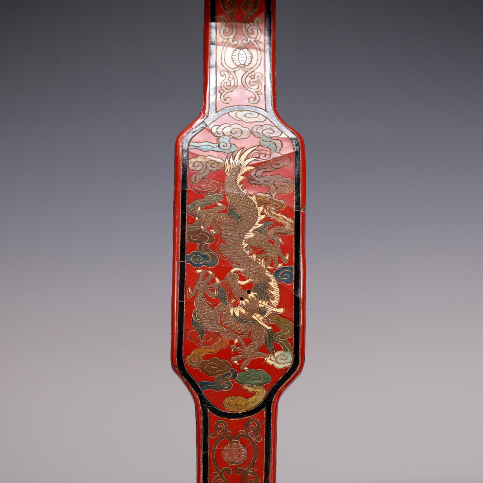 A Exquisite Carved Red Lacquer Dragon Pattern Ruyi - 3
