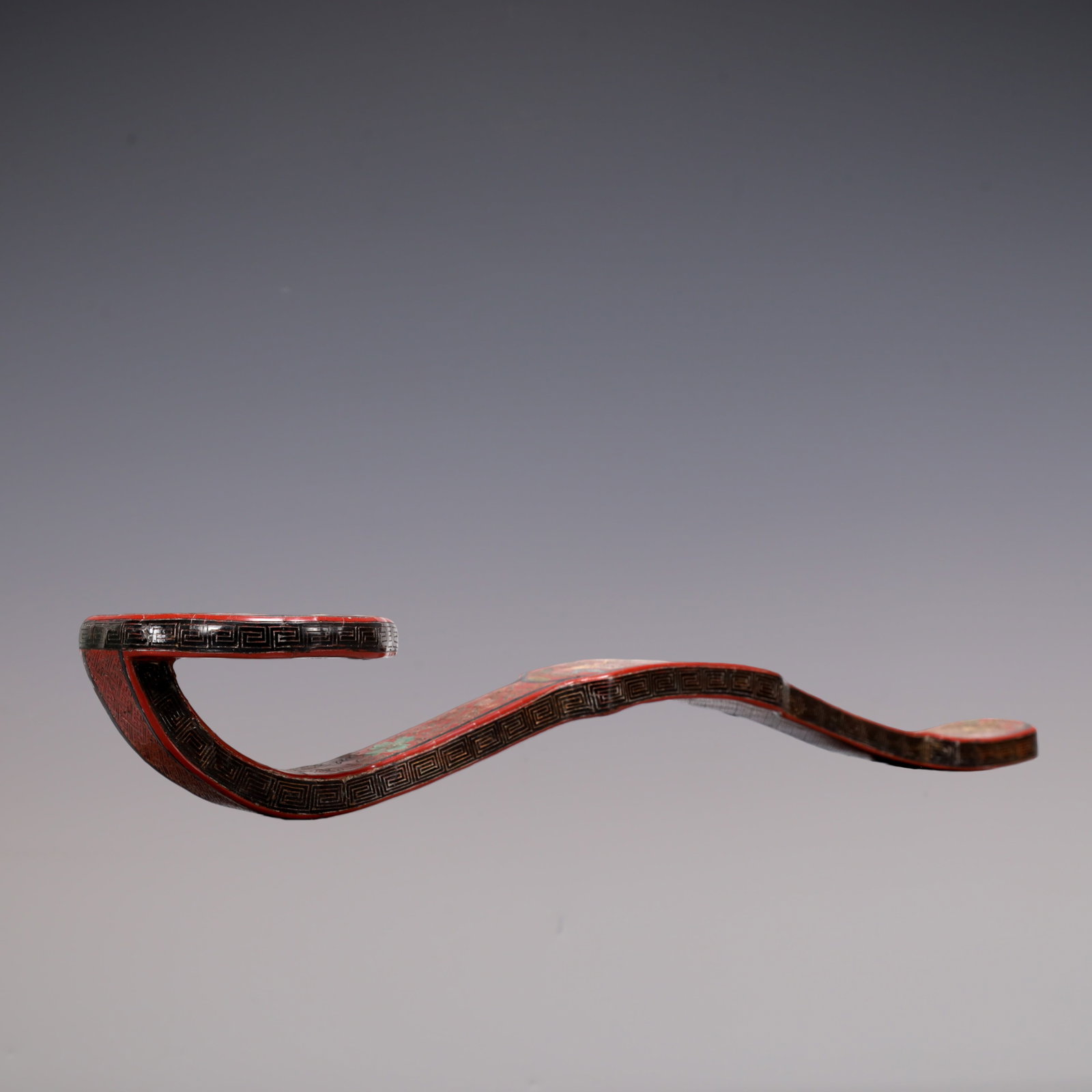 A Exquisite Carved Red Lacquer Dragon Pattern Ruyi - 5