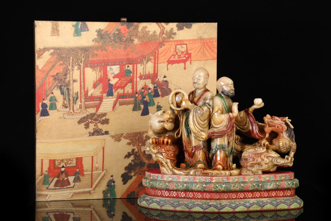 An Exquisite Shoushan Stone Statue of Arhat Ornament: An Exquisite Shoushan Stone Statue of Arhat Ornament Qing Dynasty, China Size:21cmx29cm Weight:4.95kg (The Dimensions Of All Batches Are Manually Measured.If You Need More Detailed Information,