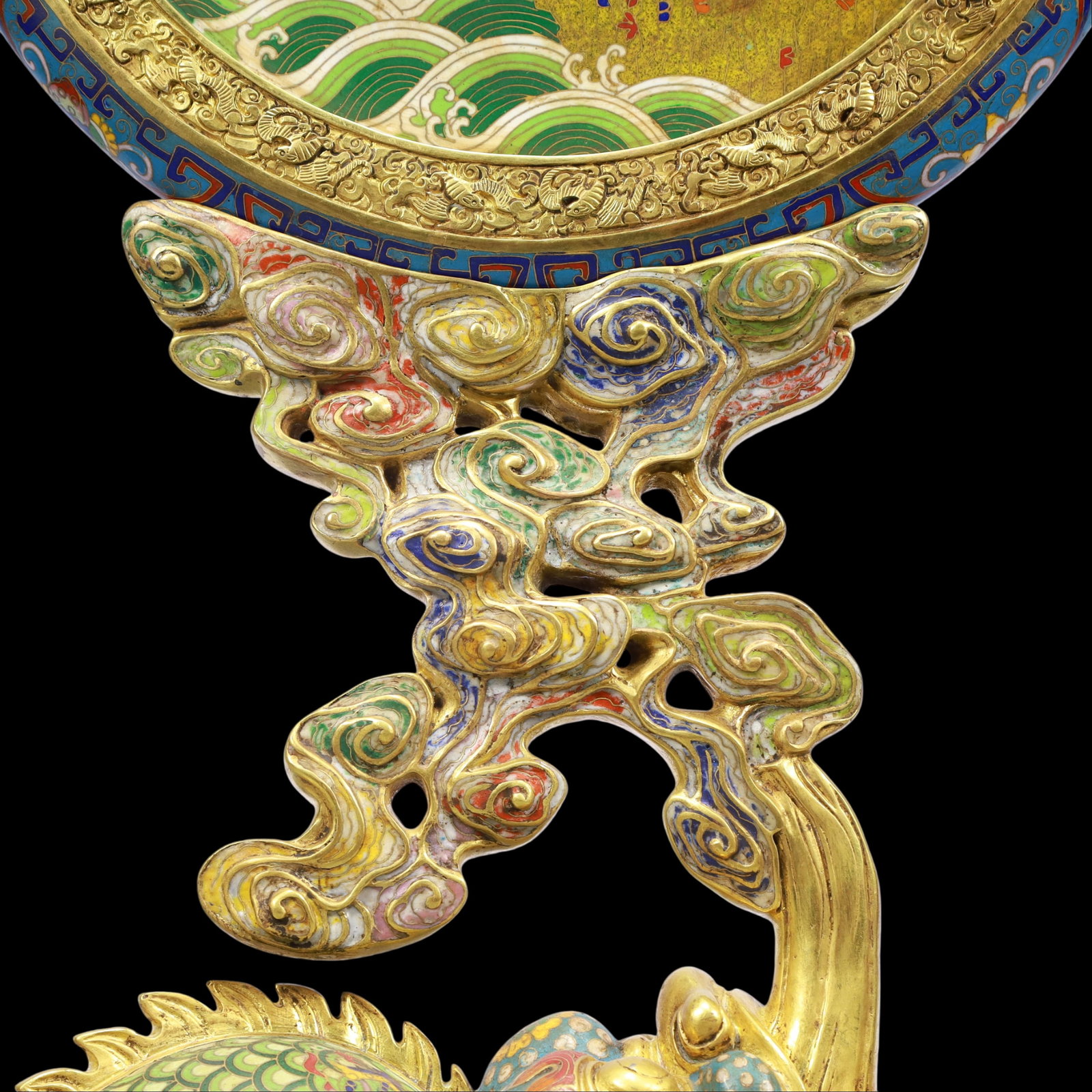 A Exquisite Cloisonne Seawater Pattern Pine and Crane Pattern Sika Deer Pattern Landscape Pattern - 3