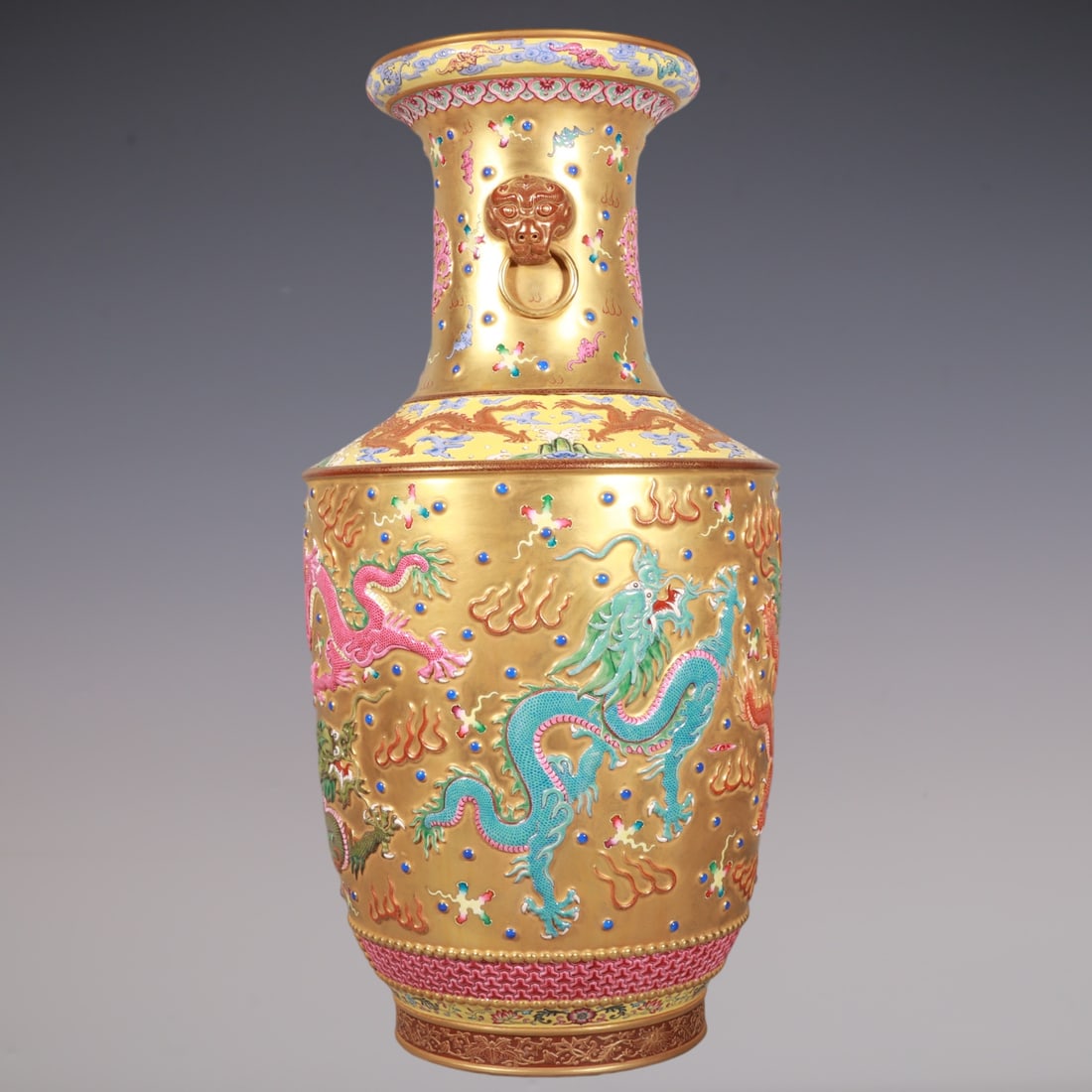 An Exquisite Enamel Dragon Pattern Double-Ears Vase - 6