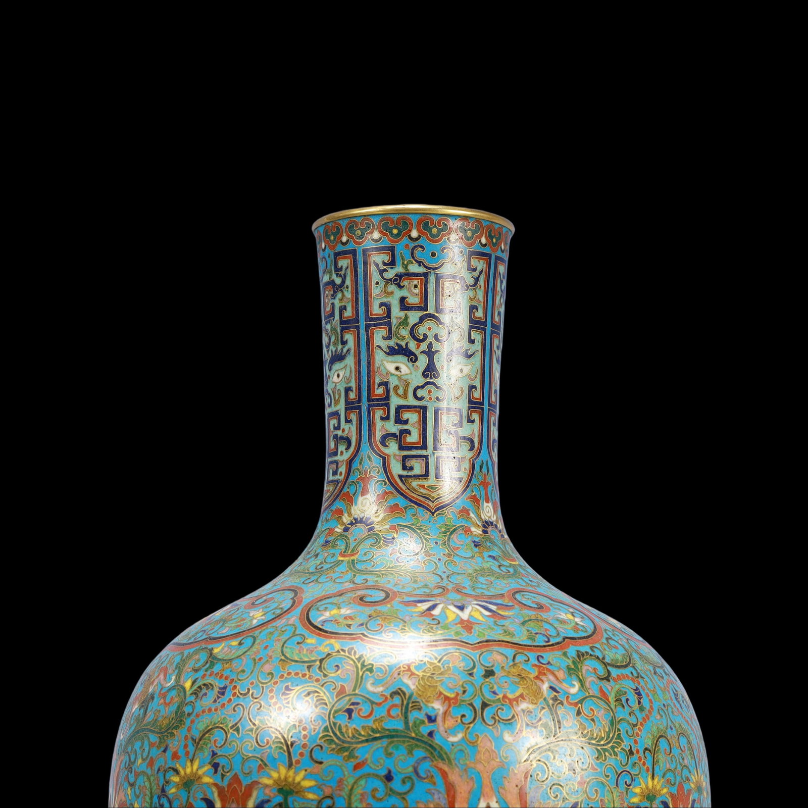 A Exquisite Cloisonne Beast-Face Pattern Lotus Pattern Vase - 2