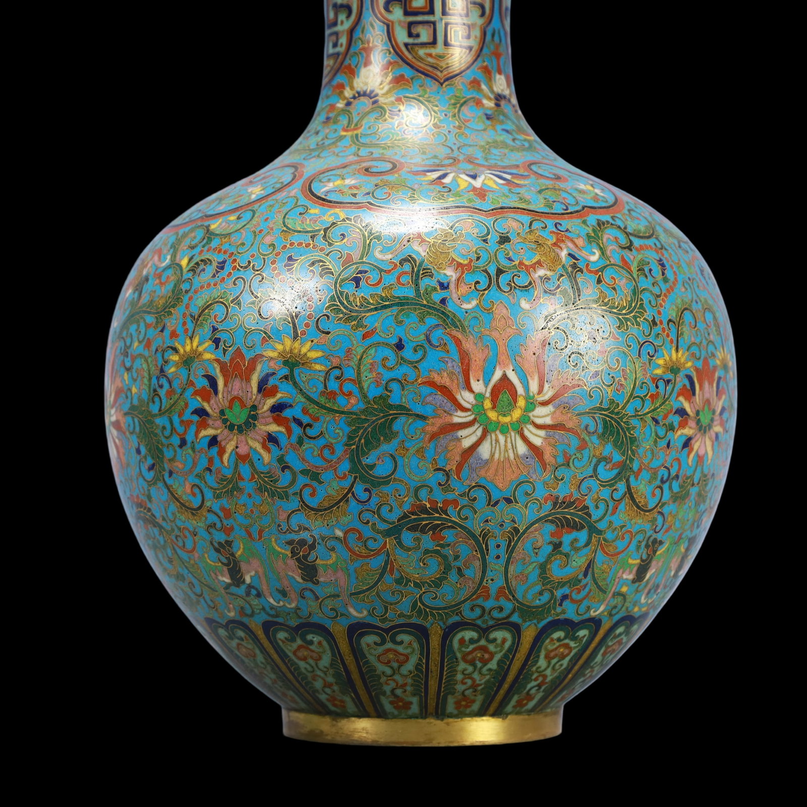 A Exquisite Cloisonne Beast-Face Pattern Lotus Pattern Vase - 3